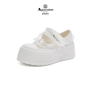 Aquascutum雅格狮丹 增高透气网面轻便休闲厚底配裙子气质女鞋