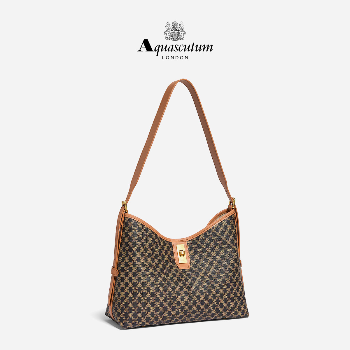 雅格狮丹经典复古老花拎挎托特包