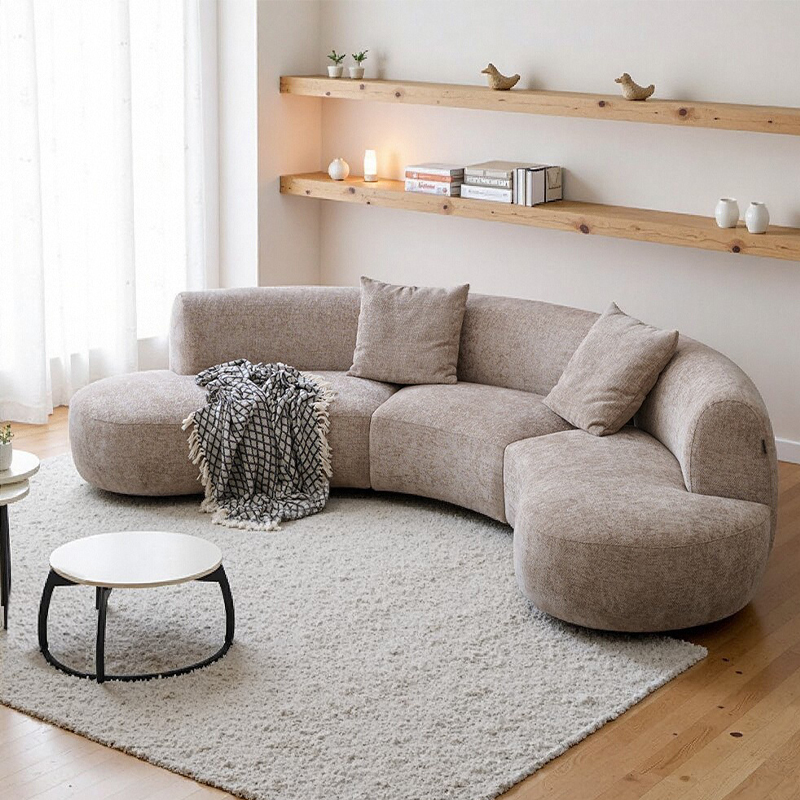 弦月沙发法式复古中古风弧形模块组合沙发侘寂风大平层别墅布艺#