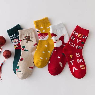 5Pairs/Set Christmas Kids Girl Boy Socks Cotton Children&