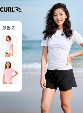 澳洲RIPCURL白浪短袖水母衣女速干防晒冲浪服浮潜泳衣分体上衣