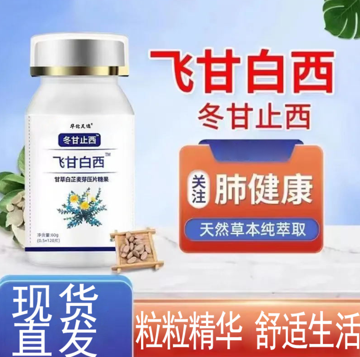 桔流干甘素冬甘吉结白芷蒲公英金银花片桔流甘压片糖果素