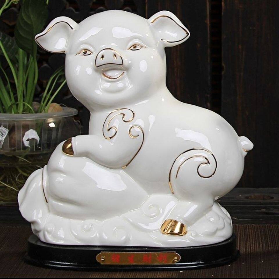 陶瓷十二生肖招财猪创意摆件镇宅招财风水摆设动物工艺礼品