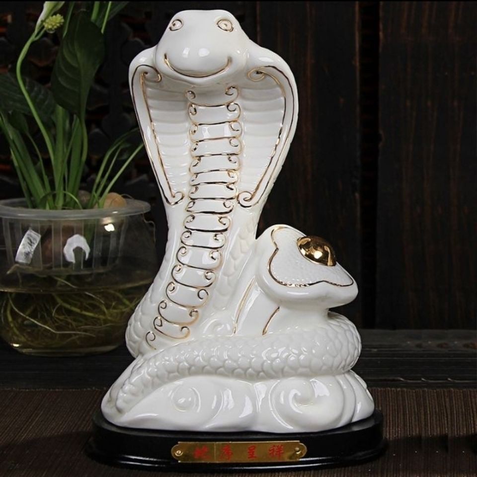 陶瓷十二生肖招财蛇创意摆件镇宅招财风水摆设动物工艺礼品