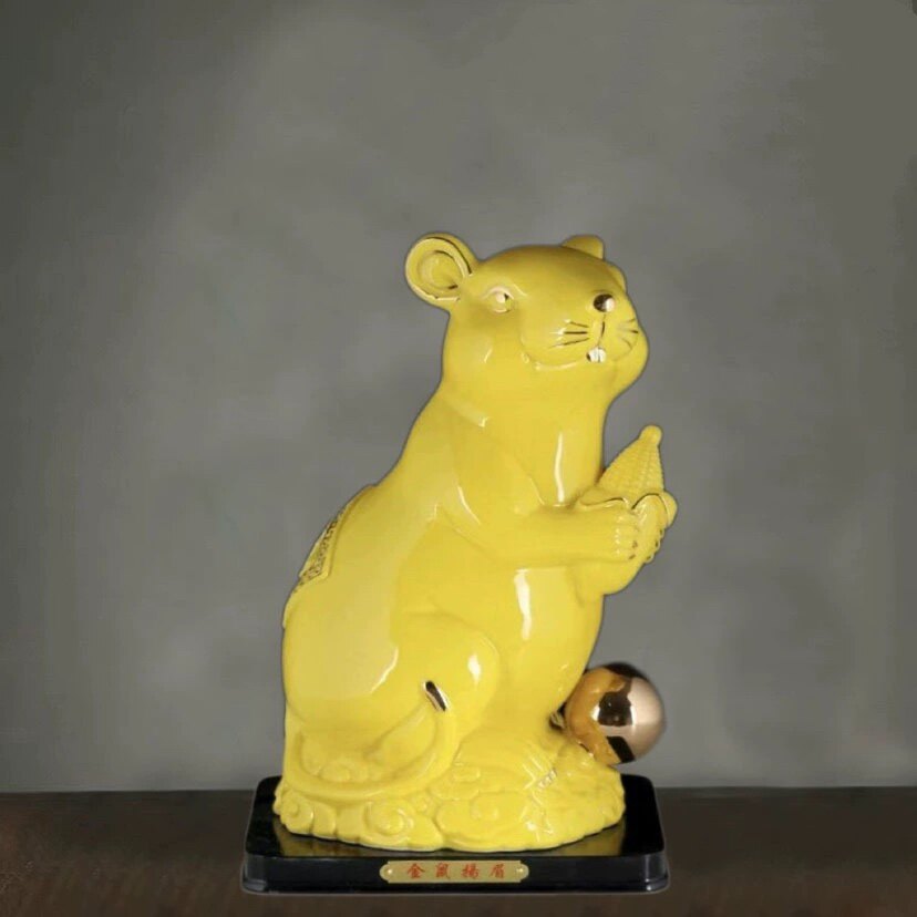 陶瓷十二生肖招财鼠创意摆件摆设动物工艺礼品