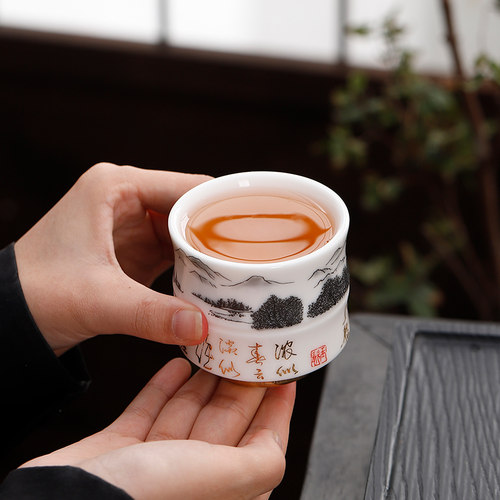 德化陶瓷【节节高升】单杯竹节杯