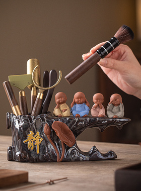 复古四不小和尚茶道六君子茶筒功夫茶具配件大全6件套泡茶全工具