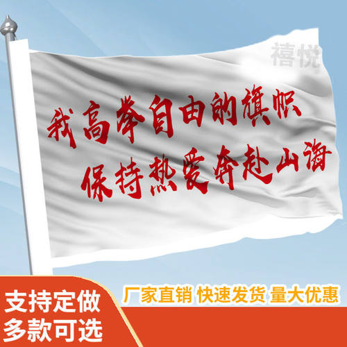 我高举自由的旗帜保持热爱奔赴山海旗帜定做旅行爬山旗子可签名旗