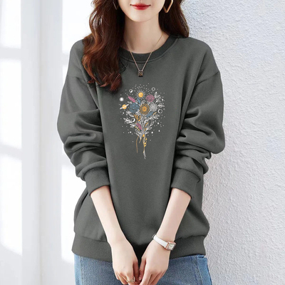 山东即墨纯棉无帽卫衣女秋冬韩版慵懒风小个子加绒加厚内搭打底衫