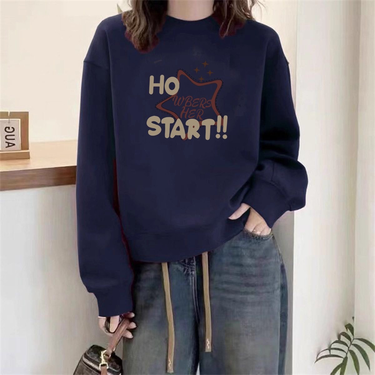 一线大牌即墨纯棉卫衣女秋冬季加绒加厚宽松显瘦韩系印花爆款外套