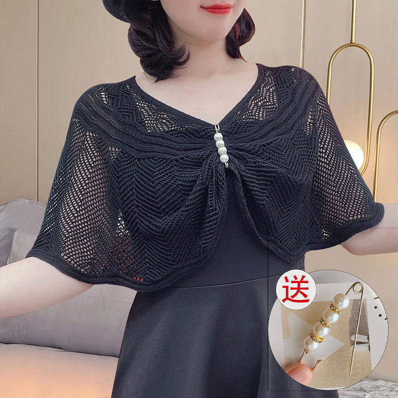 夏季2026新款针织冰丝套头披肩时尚百搭空调罩衫外搭亮丝薄款坎肩