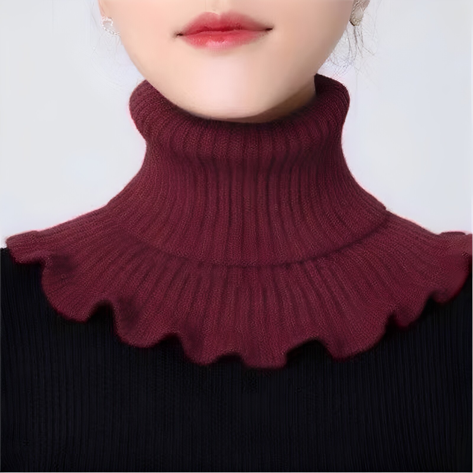 羊绒百搭领圈睡觉护脖护颈椎保暖脖套围脖女款针织毛衣高领假领子