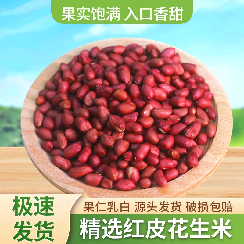 宛味宝红皮花生米东北四粒红新鲜花生食用红衣花生米