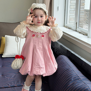 女娃娃春秋新款甜美可爱背心裙娃娃衫套装小姑娘卡通连衣裙吊带裙