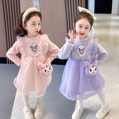 童库洛米加绒连衣裙2023秋冬小女生加厚公主裙5宝宝宝洋气裙子 女