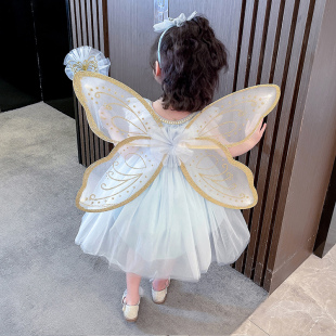 女孩蝴蝶翅膀连衣裙夏季 宝宝超仙公主裙幼儿园表演出礼服花仙子裙