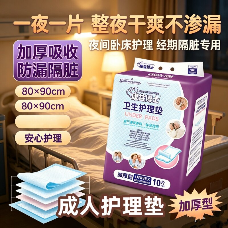 康益博士加厚成人护理垫80X90XL防漏瞬吸干爽产妇老人隔尿垫大款