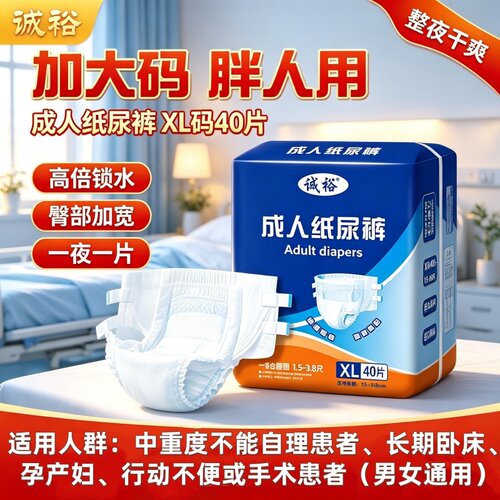 失禁护理老人用拉拉裤XL防漏夜用整箱干爽吸收诚裕尿不湿男女通用