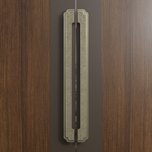 新中式仿古铜实木大门拉手别墅酒店宴会厅包厢玻璃推拉门把手对装