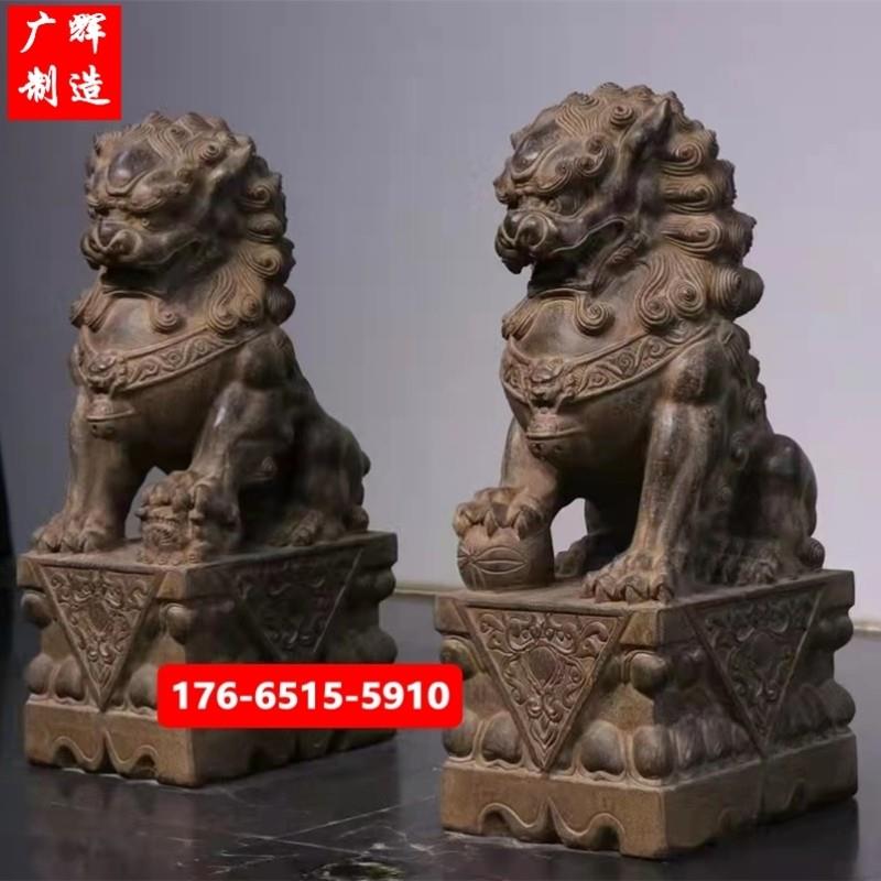 石狮子一对仿古青石家用招财大门口摆件别墅酒店门前摆件镇宅石狮