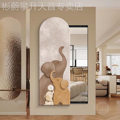 网红侘寂风隐藏身式全身镜卧室镜子画吉象全镜推拉画遮式隐形画装