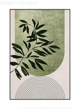 网红北欧莫兰迪绿色客风厅沙关发背景墙装饰画侘寂餐厅壁画玄过道