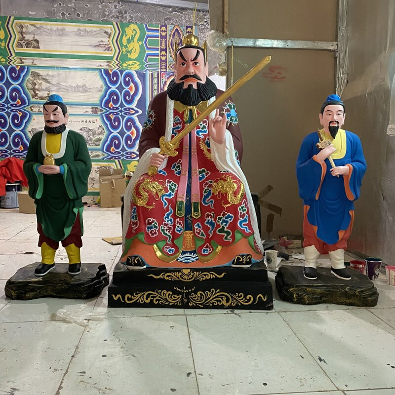 08米1.3米张天师极彩两弟子树脂玻璃钢摆件