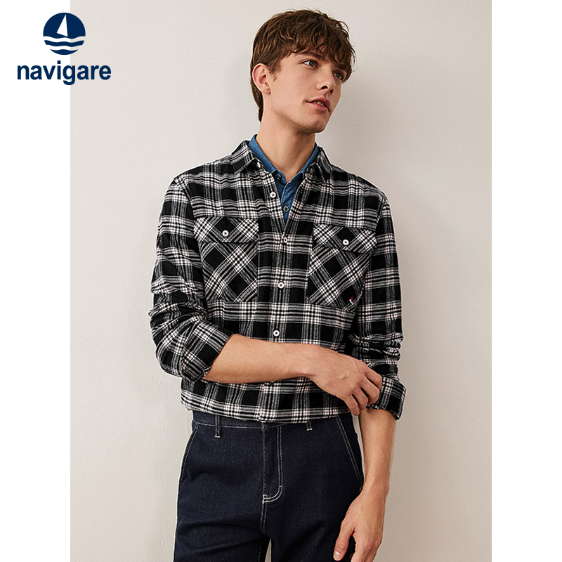 小帆船新款休闲格纹衬衫