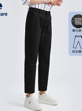 Navigare意大利小帆船黑色休闲西装裤女2026通勤直筒九分裤子