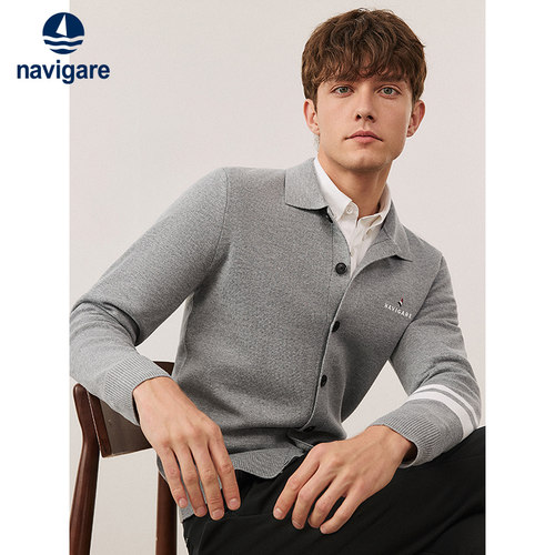 Navigare精纺羊毛翻领开衫