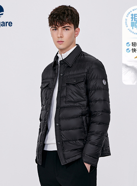 [三防]Navigare意大利小帆船黑色休闲衬衫羽绒服男冬季保暖外套