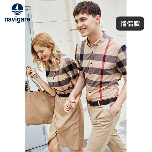 短袖格子衬衫意大利小帆船