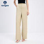 薄款 Navigare意大利小帆船卡其色直筒休闲裤 裤 商务西装 子 女夏季