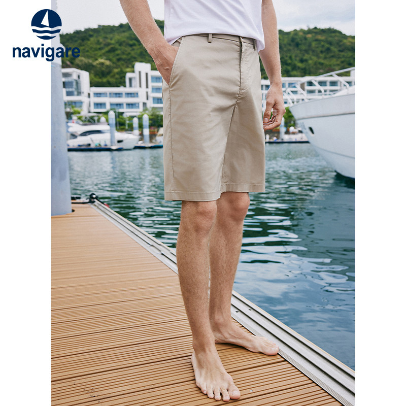 [冰丝]Navigare意大利小帆船卡其色休闲短裤男士薄款凉感五分裤子,男装,休闲裤,淘宝优惠券,粉丝福利购,淘宝优惠卷