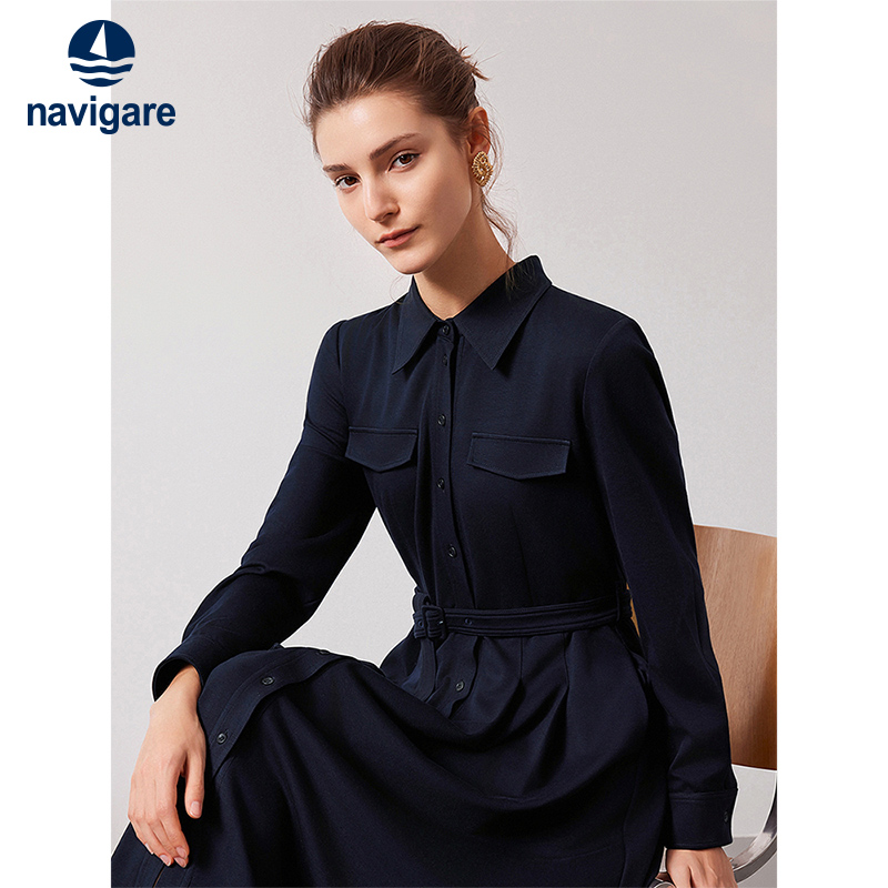 小帆船工装衬衫连衣裙