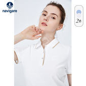新款 短袖 保罗polo衫 白色休闲修身 T恤女 Navigare意大利小帆船夏季