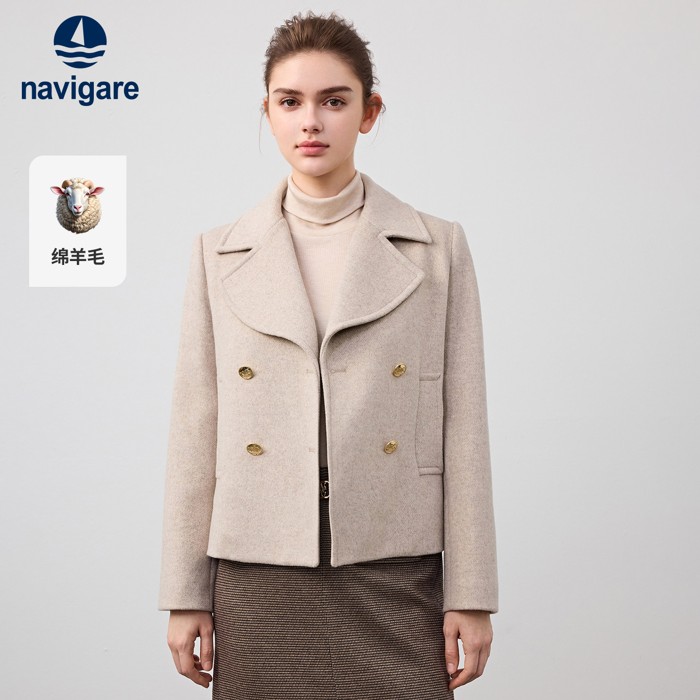 [羊毛]Navigare意大利小帆船冬季短款毛呢大衣女士小个子休闲外套,女装/女士精品,毛呢外套,淘宝优惠券,粉丝福利购,淘宝优惠卷