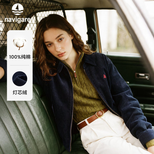 小帆船灯芯绒宽松翻领夹克女秋
