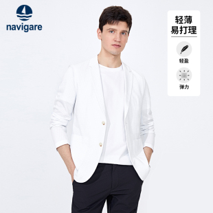 外套 休闲白色西服男高级感商务西装 Navigare意大利小帆船秋季 薄款