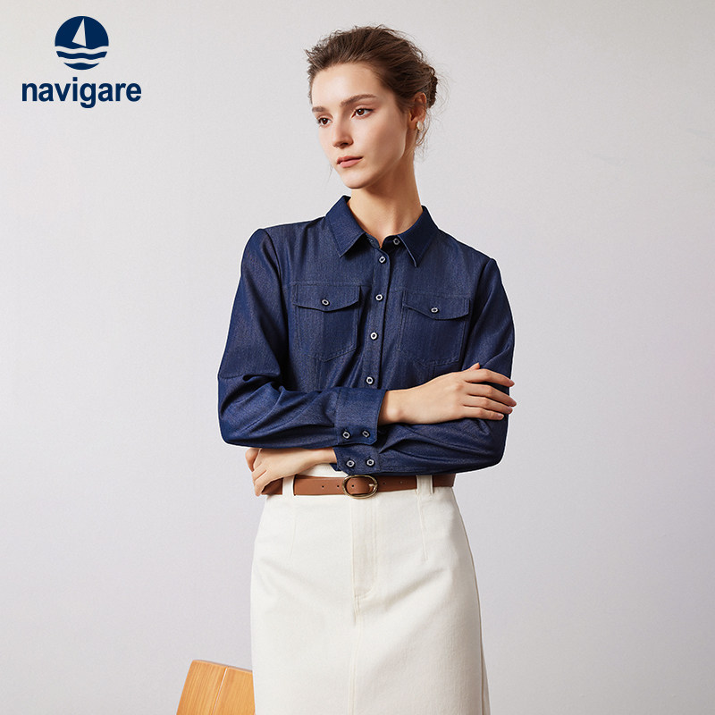 Navigare意大利小帆船秋季新款高级感衬衫女长袖百搭休闲工装
