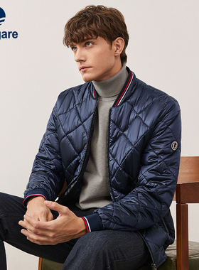 [三防]Navigare意大利小帆船蓝色休闲格子棉衣男冬季保暖棉服外套