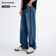 子宽松直筒裤 百搭裤 男士 Navigare意大利小帆船蓝色复古牛仔裤