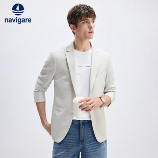 男士 白色西装 Navigare意大利小帆船秋季 休闲西服外套 莫代尔