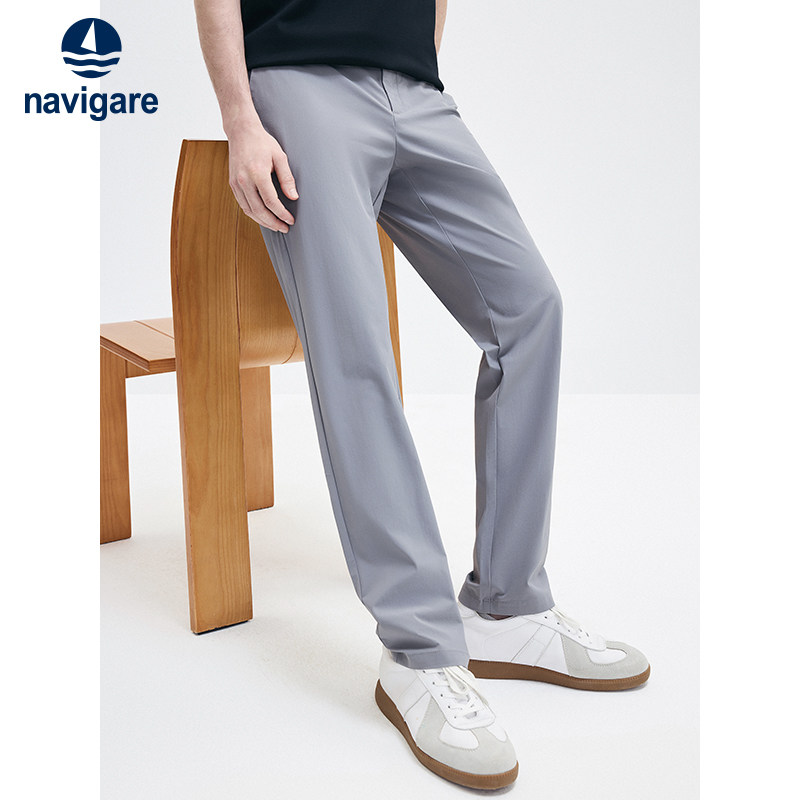 [冰丝]Navigare意大利小帆船灰色凉感休闲裤男新款弹力小脚