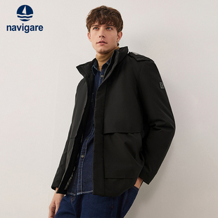 [三防]Navigare意大利小帆船黑色羽绒服男冬季新款休闲加厚外套