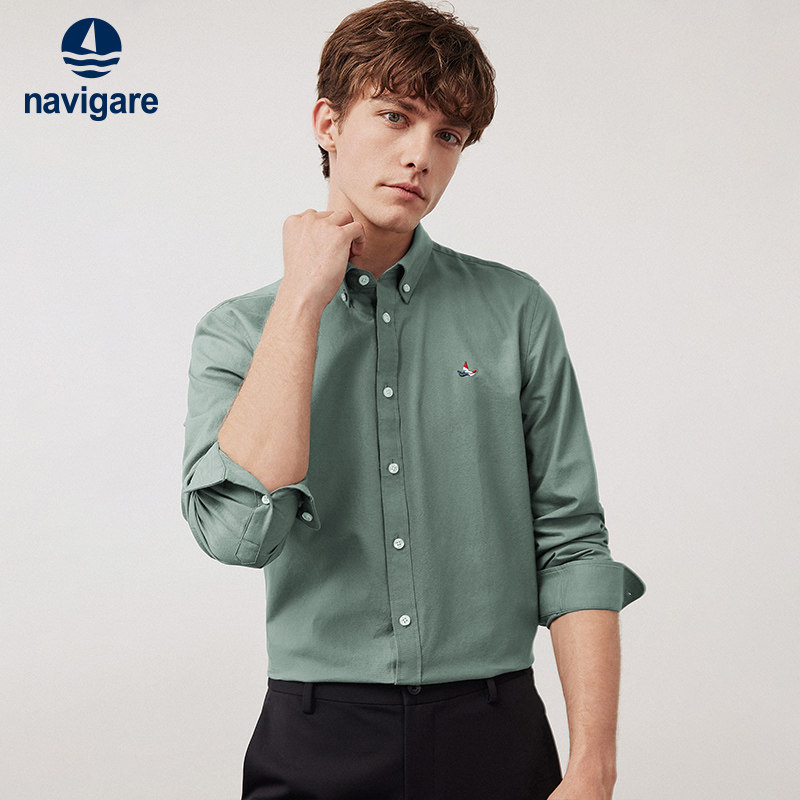 [纯棉牛津纺]Navigare意大利小帆船秋季高级感衬衫男长袖休