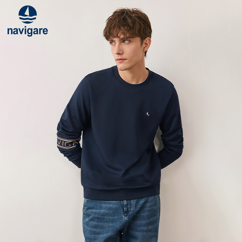 Navigare百搭圆领磨毛卫衣