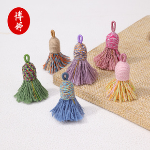 藏式短胖棉线小流苏 配饰挂件民族风手工编织中国风挂饰小配件diy