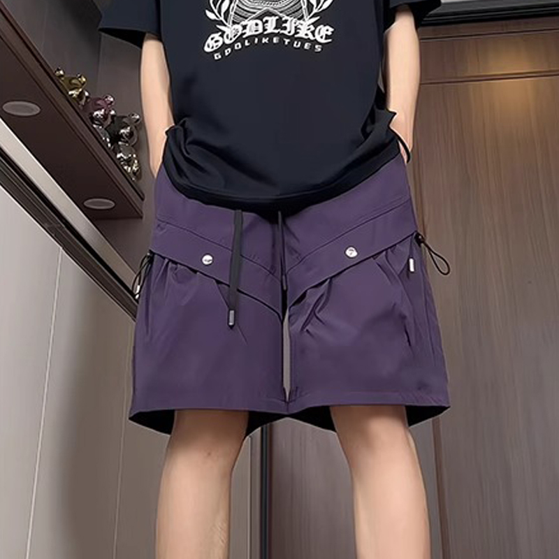 美式机能大口袋工装短裤男夏季薄款潮牌宽松阔腿休闲百搭五分裤子