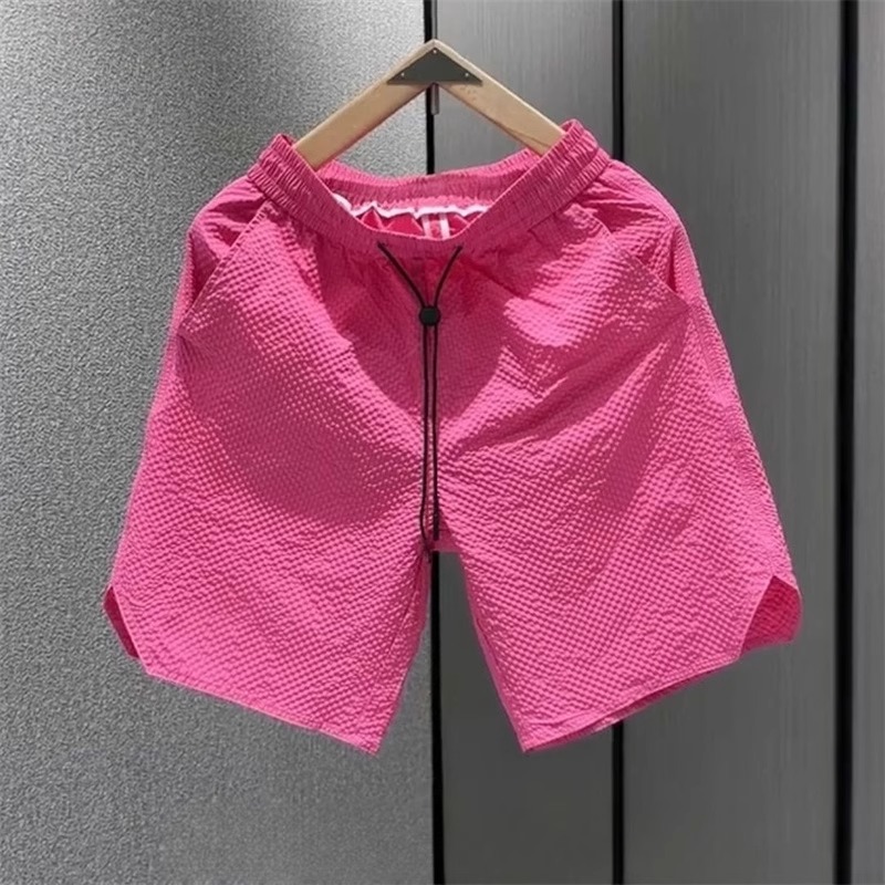 夏季泡泡格潮牌速干休闲短裤男士